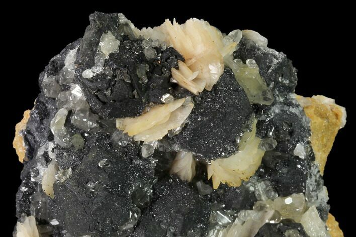 Cerussite Crystals with Bladed Barite on Galena - Morocco #165726